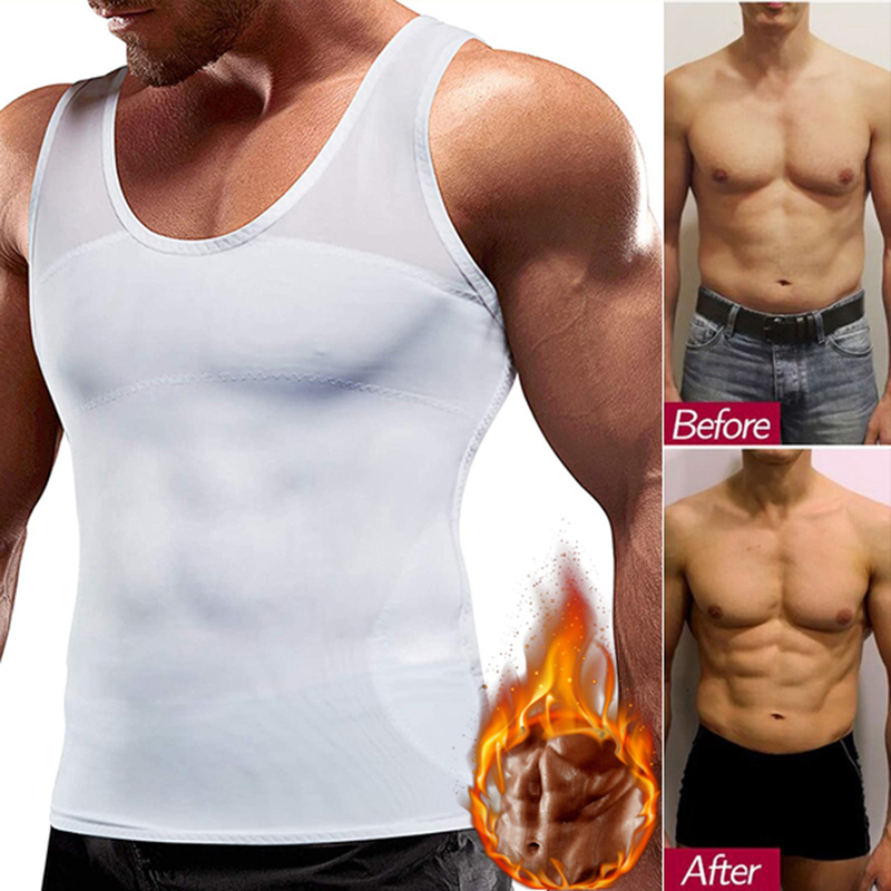 Crossfit Weight Vest - 男性の胸圧縮シャツ女性化乳房非表示にする Moobs スリミングボディシェイパーベスト腹部胸スリムシャツの男性
