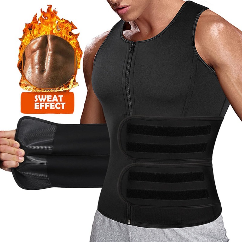 Crossfit Weight Vest - Qtree-男性用ネオプレンボディシェイパーベスト、痩身ジムフィットネス、スウェットウエストトレーナーコルセット、ワークアウトジッパー、サウナ減量トップス